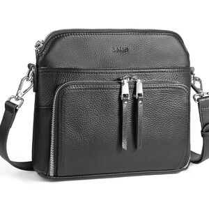 Leather Crossbody Bag - Black